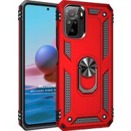 Microsonic Xiaomi Redmi Note 10 Military Ring Holder Kırmızı Kılıf