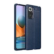 Microsonic Xiaomi Redmi Note 10 Pro Deri Dokulu Silikon Lacivert Kılıf