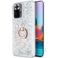 Microsonic Xiaomi Redmi Note 10 Pro Max Glitter Liquid Holder Gümüş Cep Telefonu Kılıfı