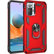 Microsonic Xiaomi Redmi Note 10 Pro Max Military Ring Holder Kırmızı Cep Telefonu Kılıfı