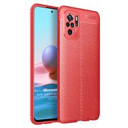 Microsonic Xiaomi Redmi Note 10S Deri Dokulu Silikon Kırmızı Cep Telefonu Kılıfı