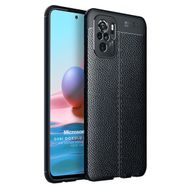 Microsonic Xiaomi Redmi Note 10S Deri Dokulu Silikon Siyah Kılıf