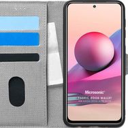 Microsonic Xiaomi Redmi Note 10S Fabric Book Wallet Gri Cep Telefonu Kılıfı