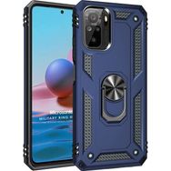 Microsonic Xiaomi Redmi Note 10S Military Ring Holder Lacivert Cep Telefonu Kılıfı