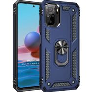 Microsonic Xiaomi Redmi Note 10S Military Ring Holder Lacivert Cep Telefonu Kılıfı