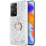 Microsonic Xiaomi Redmi Note 11 Pro 5G Glitter Liquid Holder Gümüş Cep Telefonu Kılıfı