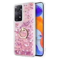 Microsonic Xiaomi Redmi Note 11 Pro 5G Glitter Liquid Holder Pembe Cep Telefonu Kılıfı