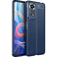 Microsonic Xiaomi Redmi Note 11S Deri Dokulu Silikon Lacivert Cep Telefonu Kılıfı