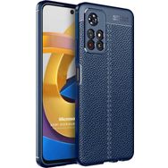 Microsonic Xiaomi Redmi Note 11T Deri Dokulu Silikon Lacivert Cep Telefonu Kılıfı