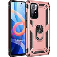 Microsonic Xiaomi Redmi Note 11T Military Ring Holder Rose Gold Cep Telefonu Kılıfı