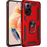 Microsonic Xiaomi Redmi Note 12 Pro 4G Military Ring Holder Kırmızı Cep Telefonu Kılıfı