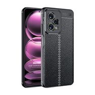Microsonic Xiaomi Redmi Note 12 Pro Deri Dokulu Silikon Siyah Cep Telefonu Kılıfı