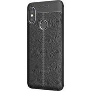 Microsonic Xiaomi Redmi Note 5 Pro Deri Dokulu Silikon Siyah Kılıf