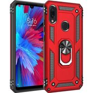 Microsonic Xiaomi Redmi Note 7 Pro Military Ring Holder Kırmızı Kılıf