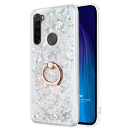 Microsonic Xiaomi Redmi Note 8 Glitter Liquid Holder Gümüş Cep Telefonu Kılıfı