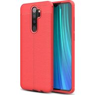 Microsonic Xiaomi Redmi Note 8 Pro Deri Dokulu Silikon Kırmızı Cep Telefonu Kılıfı