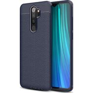 Microsonic Xiaomi Redmi Note 8 Pro Deri Dokulu Silikon Lacivert Cep Telefonu Kılıfı