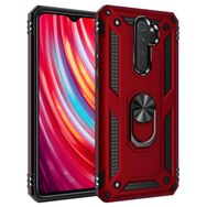 Microsonic Xiaomi Redmi Note 8 Pro Military Ring Holder Kırmızı Cep Telefonu Kılıf