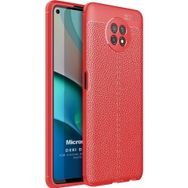 Microsonic Xiaomi Redmi Note 9 5G Deri Dokulu Silikon Kırmızı Cep Telefonu Kılıfı