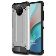 Microsonic Xiaomi Redmi Note 9 5G Rugged Armor Gümüş Cep Telefonu Kılıfı