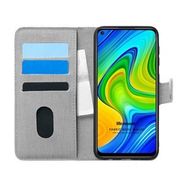Microsonic Xiaomi Redmi Note 9 Fabric Book Wallet Gri Cep Telefonu Kılıfı