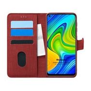 Microsonic Xiaomi Redmi Note 9 Fabric Book Wallet Kırmızı Cep Telefonu Kılıfı