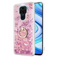 Microsonic Xiaomi Redmi Note 9 Glitter Liquid Holder Pembe Cep Telefonu Kılıfı