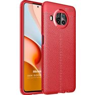 Microsonic Xiaomi Redmi Note 9 Pro 5G Deri Dokulu Silikon Kırmızı Cep Telefonu Kılıfı
