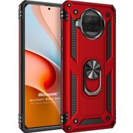 Microsonic Xiaomi Redmi Note 9 Pro 5G Military Ring Holder Kırmızı Cep Telefonu Kılıfı