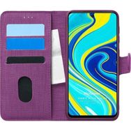 Microsonic Xiaomi Redmi Note 9 Pro Fabric Book Wallet Mor Cep Telefonu Kılıfı