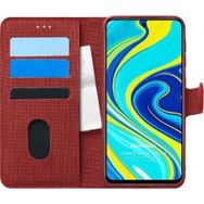 Microsonic Xiaomi Redmi Note 9S Fabric Book Wallet Kırmızı Cep Telefonu Kılıfı