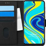 Microsonic Xiaomi Redmi Note 9S Fabric Book Wallet Siyah Cep Telefonu Kılıfı