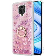 Microsonic Xiaomi Redmi Note 9S Glitter Liquid Holder Pembe Cep Telefonu Kılıfı