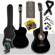 Midex CG-395BK Siyah 4/4 Sap Ayarlı Kesik Kasa Full Set Klasik Gitar