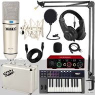 Midex Midi Paket-3 Stüdyo Ekipmanları Seti Ses Kartı Midi Klavye Mikrofon Kulaklık