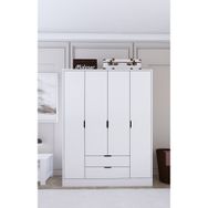 Midoser 140 cm Mat Beyaz 4 Kapılı 2 Çekmeceli Elbise Dolabı Gardrop