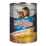 Miglior Gatto Kıyılmış Tavuklu ve Hindili 24 x 400 gr Konserve Kedi Maması