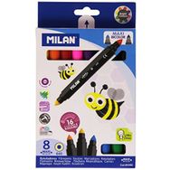 Milan 80090 MAXI Çift Renkli 16 Renk 8'li Keçeli Boya Kalemi