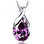 Mimozaavm 925 Ayar Damgalı Kristal Taşlı Gümüş Kaplama Kadın Mor Kolye
