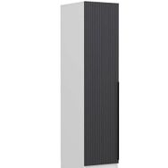 Minar Mobilya Minar Kale 1 Kapaklı Beyaz Antrasit Çizgili Mebran 190 CM Dolap