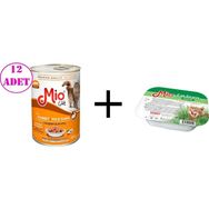 Mio Av Etli 12x415 gr Kedi Konserve Mama + Kedi Çimi