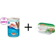 Mio Balıklı 12x415 gr Kedi Konserve Mama + Kedi Çimi