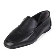 Mio Gusto Aria Siyah Renk Hakiki Deri Küt Burunlu Kadın Loafer Ayakkabı