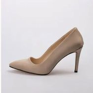 Mio Gusto Basic Bej Süet Kadın Stiletto Ayakkabı