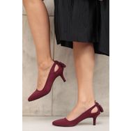 Mio Gusto Drop Bordo Süet Kadın Topuklu Ayakkabı