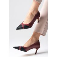 Mio Gusto Felice Bordo Siyah Renk Küt Sivri Burunlu Kadın Topuklu Ayakkabı