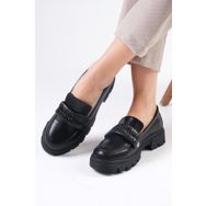 Mio Gusto Judi Siyah Renk Kalın Tabanlı Kadın Loafer Ayakkabı