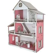 Mippukid Ahşap Mobilyalı Üç Katlı Pembe Oyun Evi