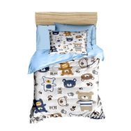 Mira Home Bear Toy Blue Dijital Baskılı 3D Pamuklu Yenidoğan Bebek Nevresim Takımı