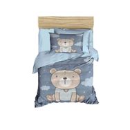 Mira Home Blue Bear Dijital Baskılı 3D Pamuklu Yenidoğan Bebek Nevresim Takımı